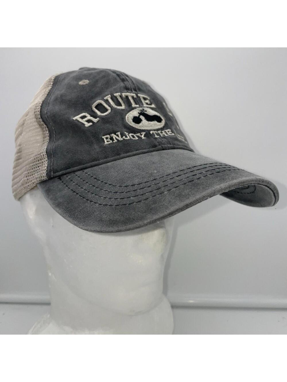 Route 66 "Enjoy The Ride" Mesh Gray SnapBack Biker Hat Cap